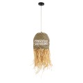 SAINTLUCIA  Boho Κρεμαστό Φωτιστικό Πλέγμα Μονόφωτο 1 x E27 IP20 Καφέ Ράφια - Μ30 x Π30 x Υ90cm