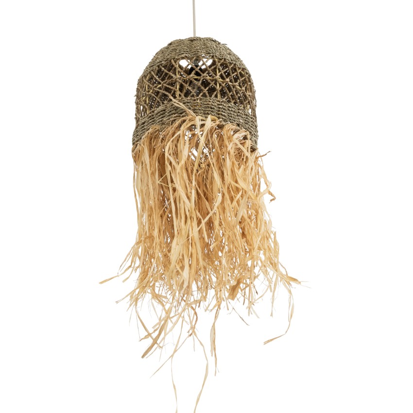 SAINTLUCIA  Boho Κρεμαστό Φωτιστικό Πλέγμα Μονόφωτο 1 x E27 IP20 Καφέ Ράφια - Μ30 x Π30 x Υ90cm