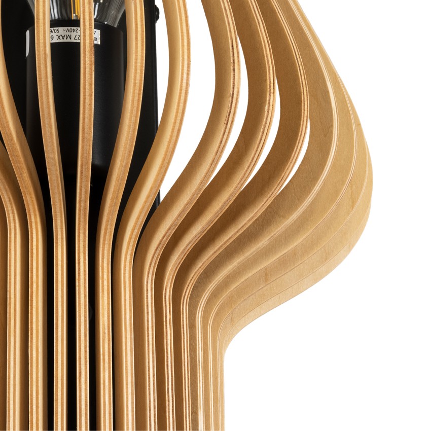 MIHIRO  Boho Επιτοίχιο Φωτιστικό Απλίκα Μονόφωτο 1 x E27 IP20 Καφέ Ξύλο - Μ25 x Π13 x Υ40cm