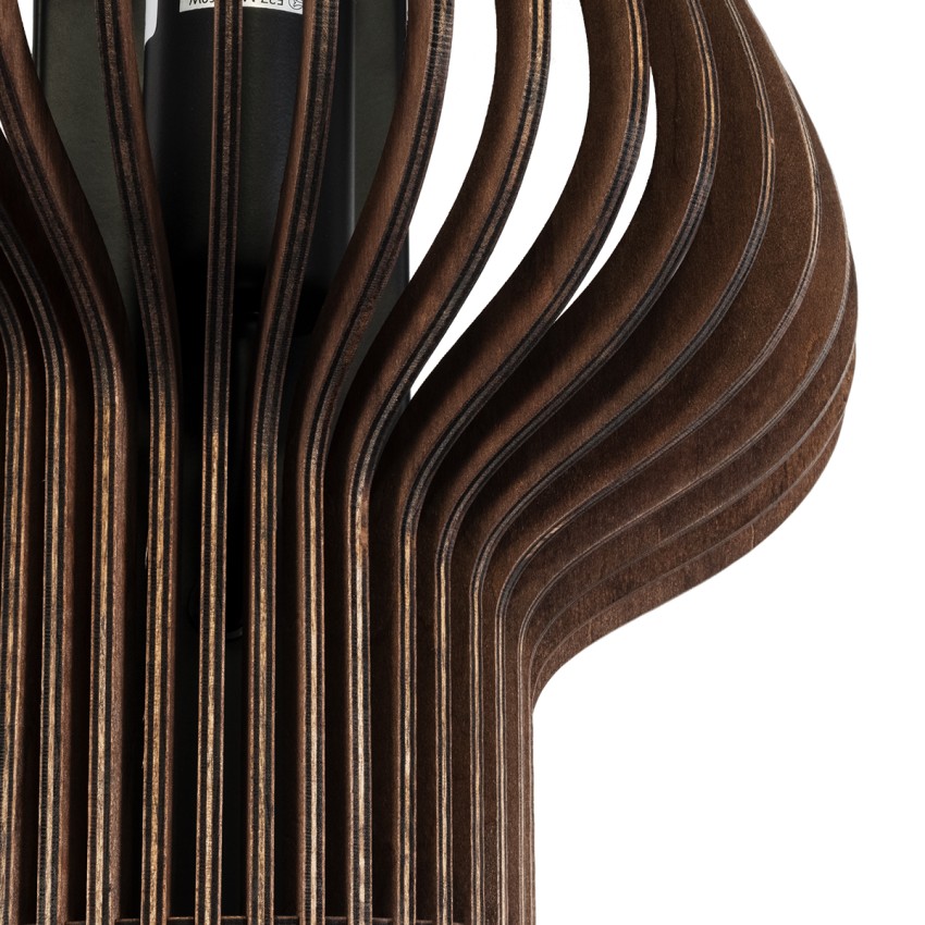 MIHIRO  Boho Επιτοίχιο Φωτιστικό Απλίκα Μονόφωτο 1 x E27 IP20 Καφέ Ξύλο - Μ25 x Π13 x Υ40cm