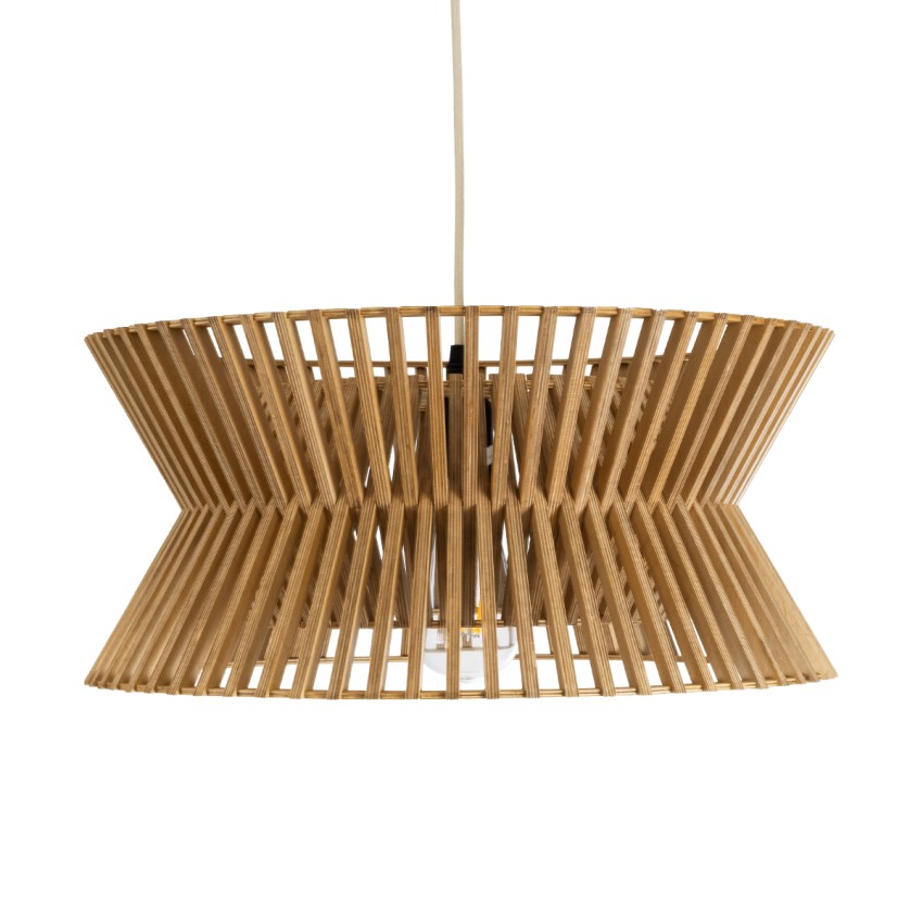 BIMINI  Boho Κρεμαστό Φωτιστικό Πλέγμα Μονόφωτο 1 x E27 IP20 Καφέ Ξύλο - Μ45 x Π45 x Υ20cm