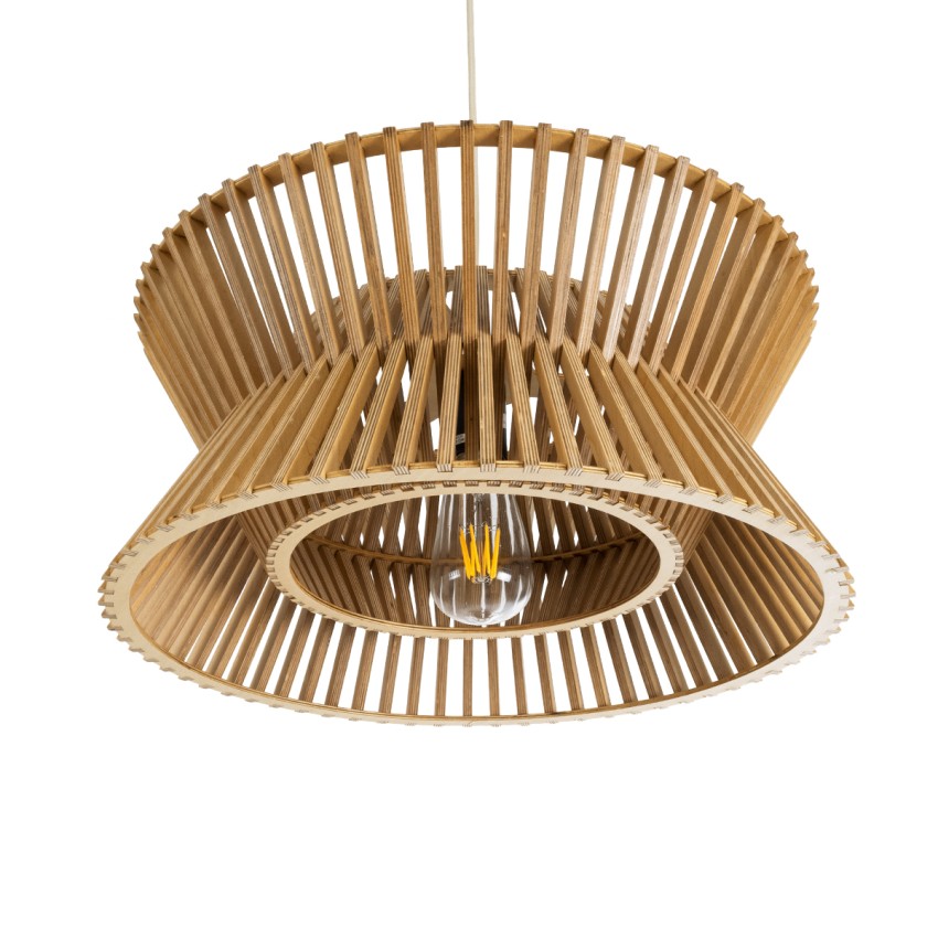 BIMINI  Boho Κρεμαστό Φωτιστικό Πλέγμα Μονόφωτο 1 x E27 IP20 Καφέ Ξύλο - Μ45 x Π45 x Υ20cm