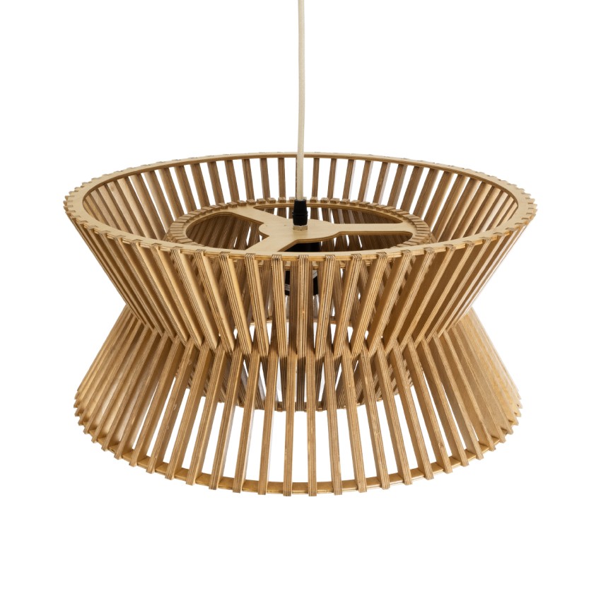 BIMINI  Boho Κρεμαστό Φωτιστικό Πλέγμα Μονόφωτο 1 x E27 IP20 Καφέ Ξύλο - Μ45 x Π45 x Υ20cm