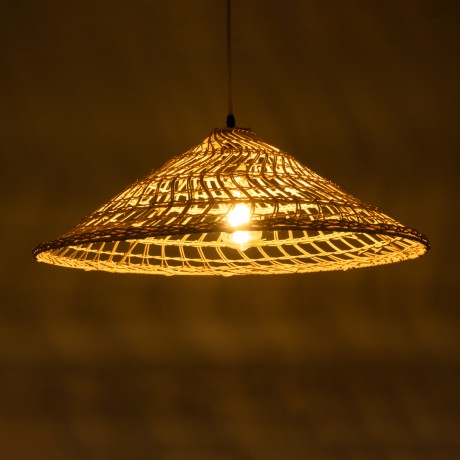KAIA  Boho Κρεμαστό Φωτιστικό Καμπάνα Μονόφωτο 1 x E27 IP20 Μπεζ Ξύλο - Μ60 x Π60 x Υ20cm