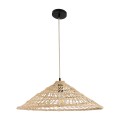KAIA  Boho Κρεμαστό Φωτιστικό Καμπάνα Μονόφωτο 1 x E27 IP20 Μπεζ Ξύλο - Μ60 x Π60 x Υ20cm