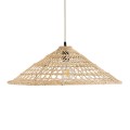 KAIA  Boho Κρεμαστό Φωτιστικό Καμπάνα Μονόφωτο 1 x E27 IP20 Μπεζ Ξύλο - Μ60 x Π60 x Υ20cm