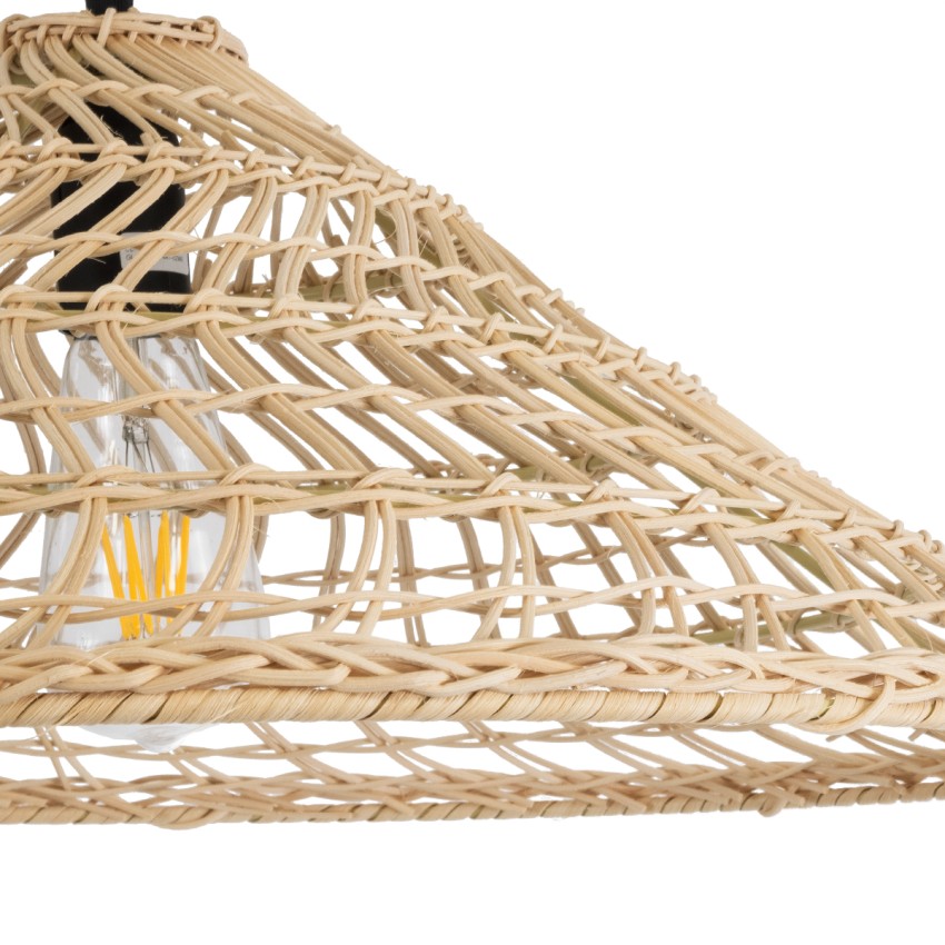KAIA  Boho Κρεμαστό Φωτιστικό Καμπάνα Μονόφωτο 1 x E27 IP20 Μπεζ Ξύλο - Μ60 x Π60 x Υ20cm