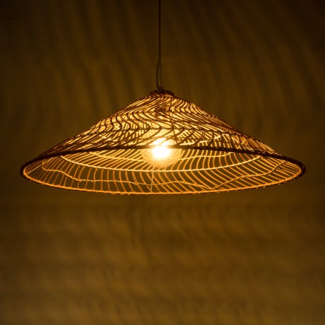 KAIA  Boho Κρεμαστό Φωτιστικό Καμπάνα Μονόφωτο 1 x E27 IP20 Μπεζ Ξύλο - Μ80 x Π80 x Υ26cm