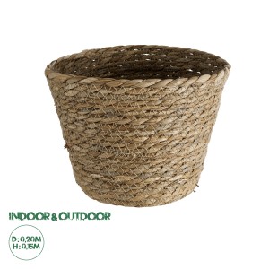 Τεχνητός Κήπος PATMOS  Διακοσμητικό Πλεκτό Καλάθι - Κασπώ Γλάστρα -  Καφέ Φ20 x Υ15cm