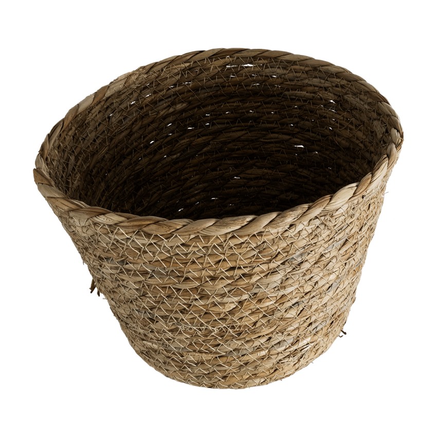 Τεχνητός Κήπος PATMOS  Διακοσμητικό Πλεκτό Καλάθι - Κασπώ Γλάστρα -  Καφέ Φ20 x Υ15cm