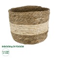 Τεχνητός Κήπος KYTHIRA  Διακοσμητικό Πλεκτό Καλάθι - Κασπώ Γλάστρα -  Καφέ με Μπεζ Φ25 x Υ18cm