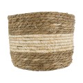 Τεχνητός Κήπος KYTHIRA  Διακοσμητικό Πλεκτό Καλάθι - Κασπώ Γλάστρα -  Καφέ με Μπεζ Φ25 x Υ18cm