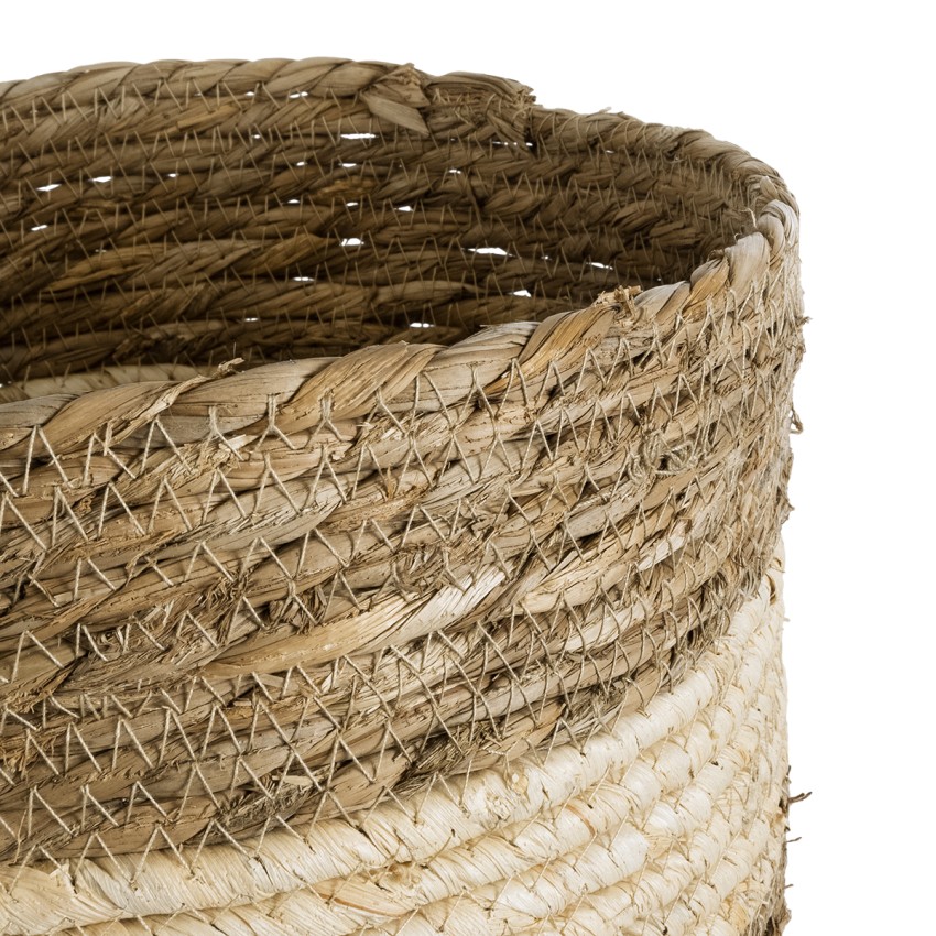 Τεχνητός Κήπος KYTHIRA  Διακοσμητικό Πλεκτό Καλάθι - Κασπώ Γλάστρα -  Καφέ με Μπεζ Φ25 x Υ18cm