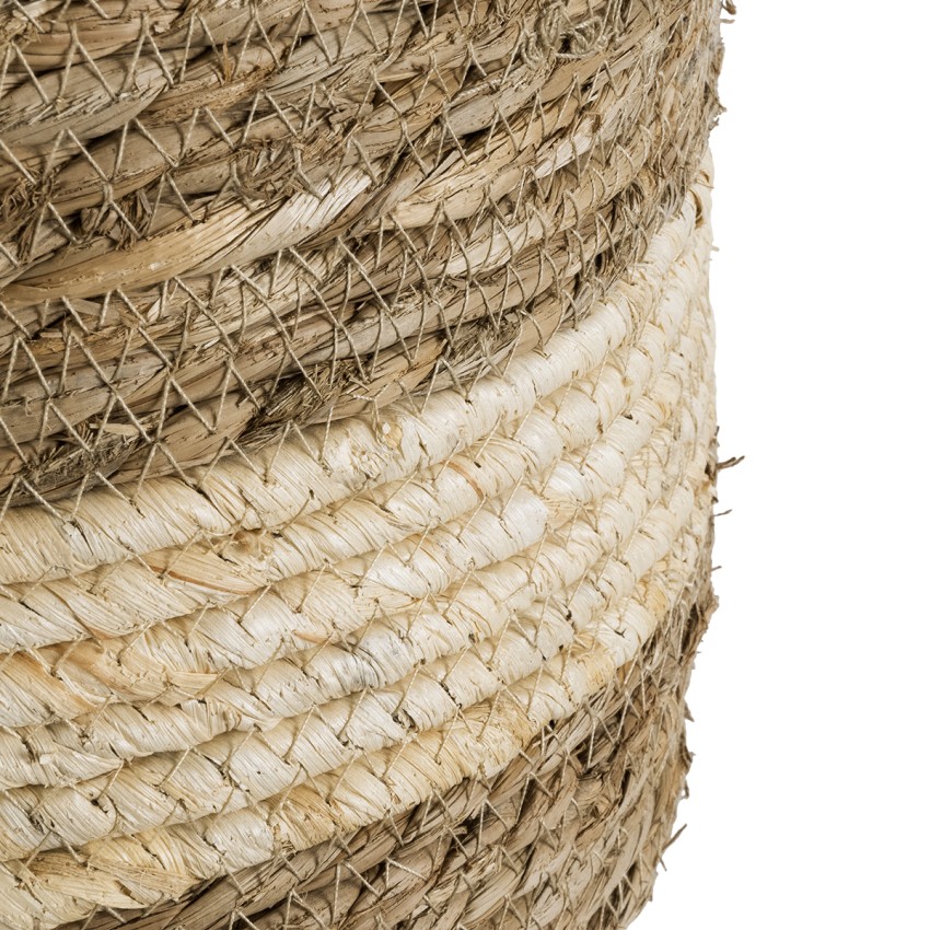 Τεχνητός Κήπος KYTHIRA  Διακοσμητικό Πλεκτό Καλάθι - Κασπώ Γλάστρα -  Καφέ με Μπεζ Φ25 x Υ18cm