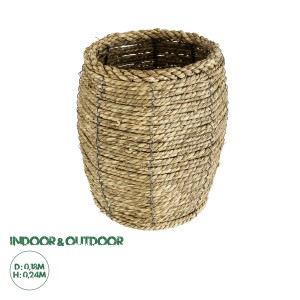 Τεχνητός Κήπος THASSOS  Διακοσμητικό Πλεκτό Καλάθι - Κασπώ Γλάστρα -  Μπεζ Φ18 x Υ24cm