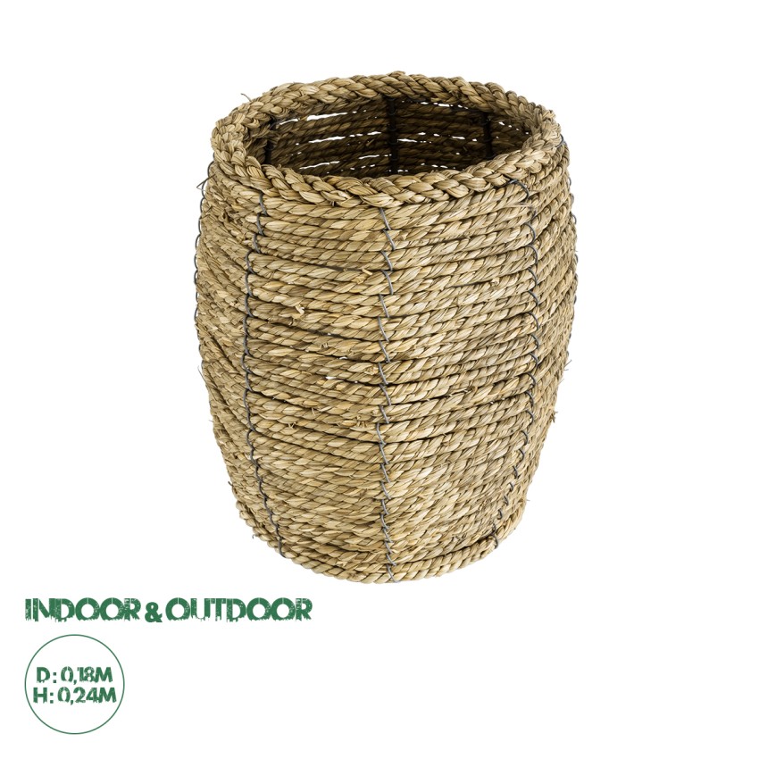 Τεχνητός Κήπος THASSOS  Διακοσμητικό Πλεκτό Καλάθι - Κασπώ Γλάστρα -  Μπεζ Φ18 x Υ24cm