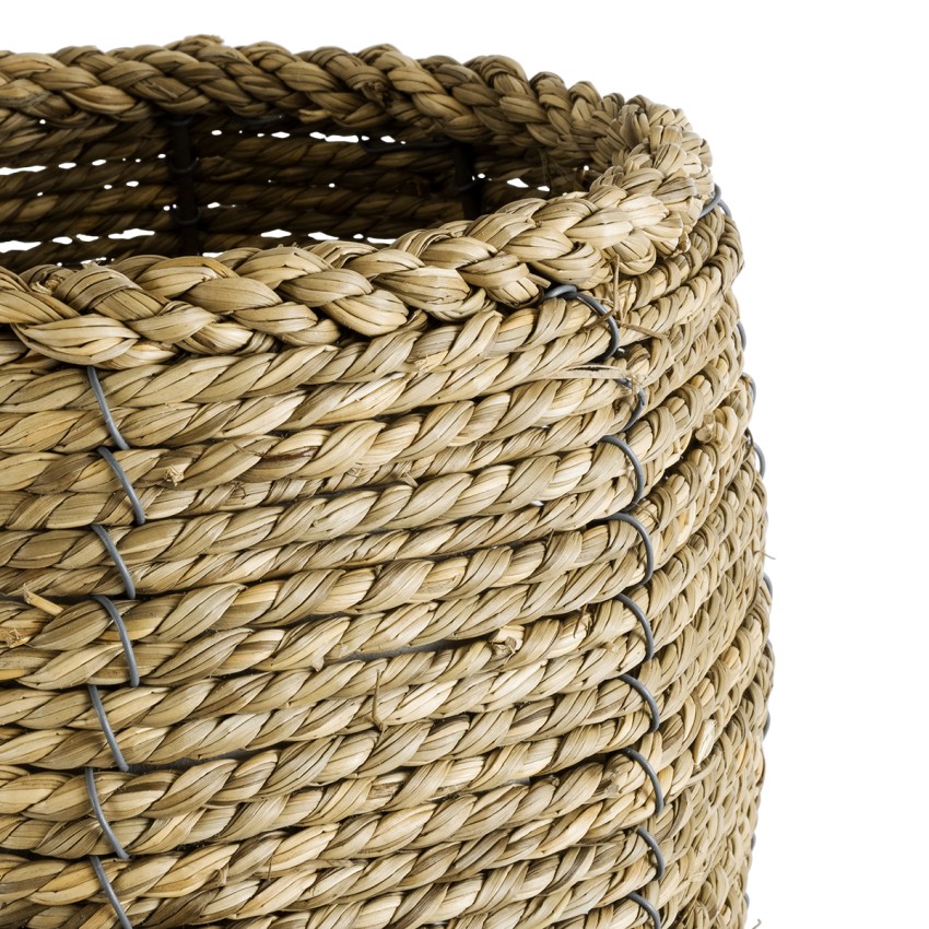 Τεχνητός Κήπος THASSOS  Διακοσμητικό Πλεκτό Καλάθι - Κασπώ Γλάστρα -  Μπεζ Φ18 x Υ24cm