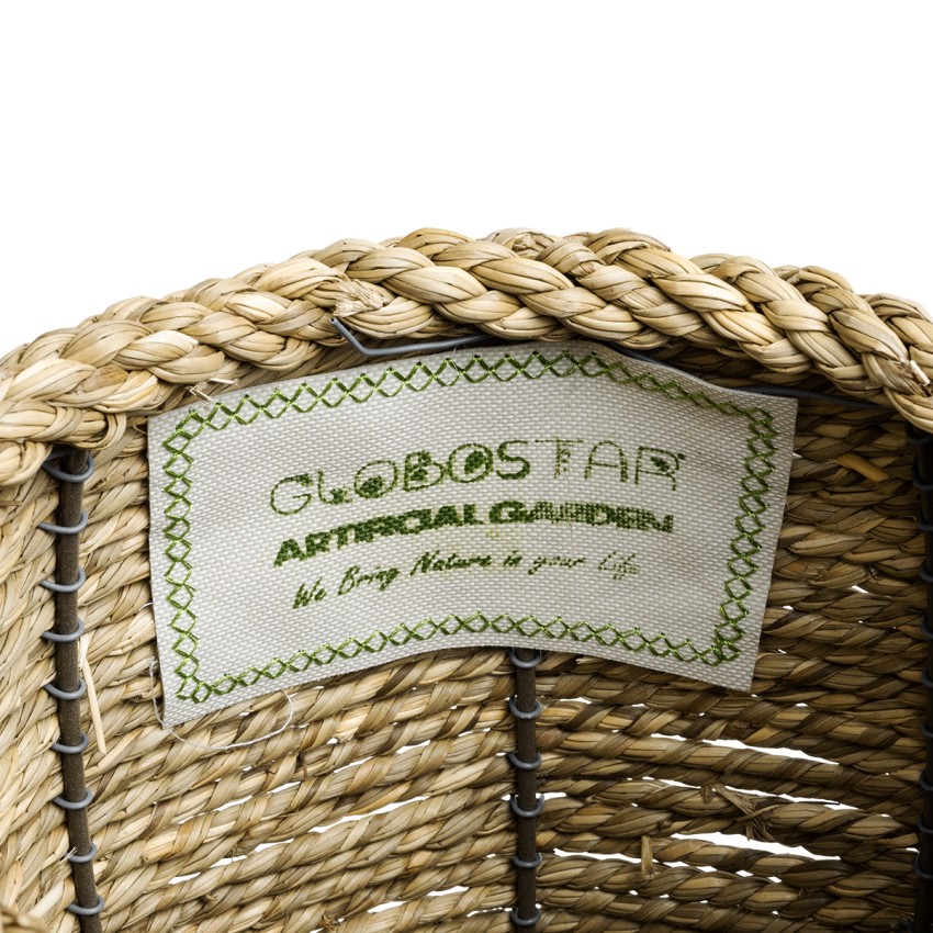 Τεχνητός Κήπος THASSOS  Διακοσμητικό Πλεκτό Καλάθι - Κασπώ Γλάστρα -  Μπεζ Φ18 x Υ24cm