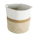 Τεχνητός Κήπος ITHAKI  Διακοσμητικό Πλεκτό Καλάθι - Κασπώ Γλάστρα -  Μπεζ με Λευκό Φ30 x Υ30cm