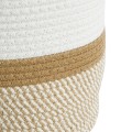 Τεχνητός Κήπος ITHAKI  Διακοσμητικό Πλεκτό Καλάθι - Κασπώ Γλάστρα -  Μπεζ με Λευκό Φ30 x Υ30cm