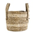 Τεχνητός Κήπος NAXOS  Διακοσμητικό Πλεκτό Καλάθι - Κασπώ Γλάστρα -  Μπεζ με Καφέ Φ25cm x Υ20cm