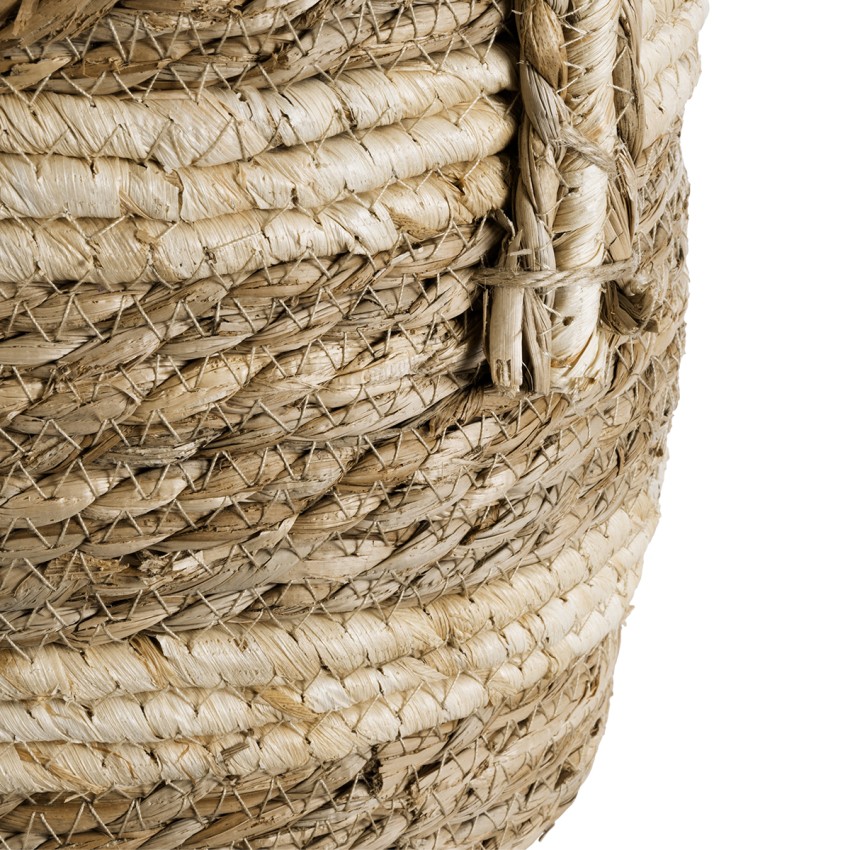 Τεχνητός Κήπος NAXOS  Διακοσμητικό Πλεκτό Καλάθι - Κασπώ Γλάστρα -  Μπεζ με Καφέ Φ25cm x Υ20cm