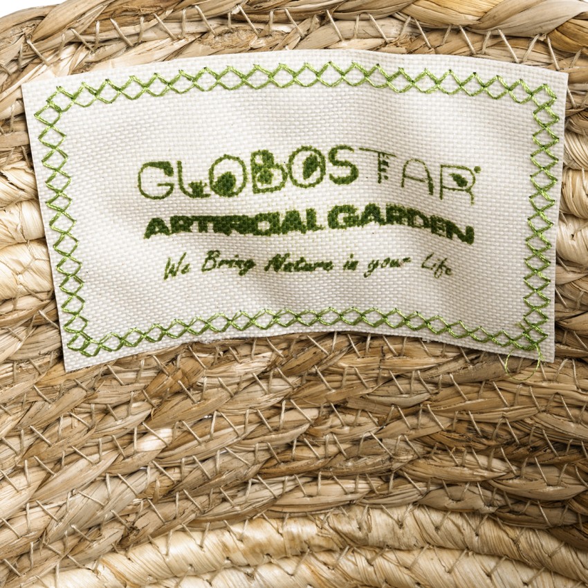 Τεχνητός Κήπος NAXOS  Διακοσμητικό Πλεκτό Καλάθι - Κασπώ Γλάστρα -  Μπεζ με Καφέ Φ25cm x Υ20cm