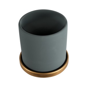 Τεχνητός Κήπος NAPOLI  Διακοσμητικό Κεραμικό Κασπώ Γλάστρα -  Γκρι Μπλε με Χρυσό Φ15 x Υ15cm