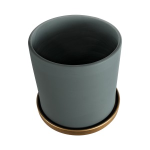 Τεχνητός Κήπος NAPOLI  Διακοσμητικό Κεραμικό Κασπώ Γλάστρα -  Γκρι Μπλε με Χρυσό Φ20 x Υ20cm