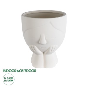 Τεχνητός Κήπος TOKYO  Διακοσμητικό Κεραμικό Κασπώ Γλάστρα -  Λευκό Φ16 x Υ19cm
