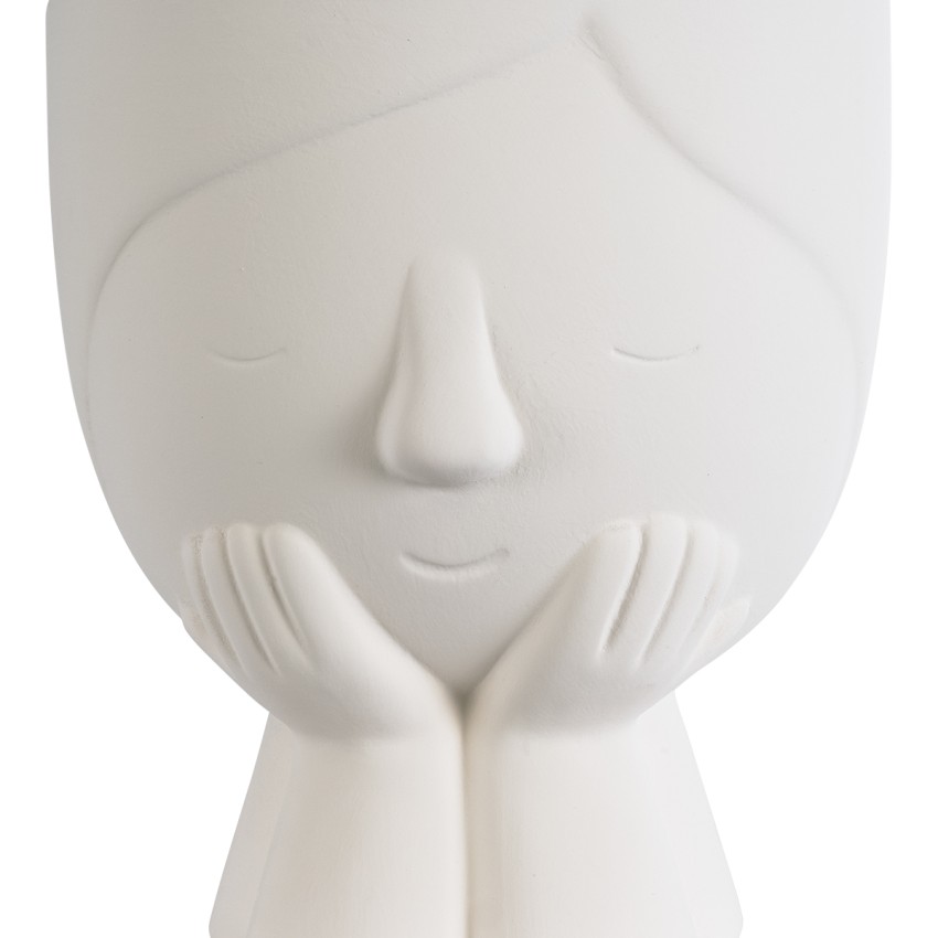 Τεχνητός Κήπος TOKYO  Διακοσμητικό Κεραμικό Κασπώ Γλάστρα -  Λευκό Φ16 x Υ19cm