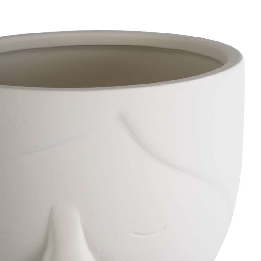 Τεχνητός Κήπος TOKYO  Διακοσμητικό Κεραμικό Κασπώ Γλάστρα -  Λευκό Φ16 x Υ19cm
