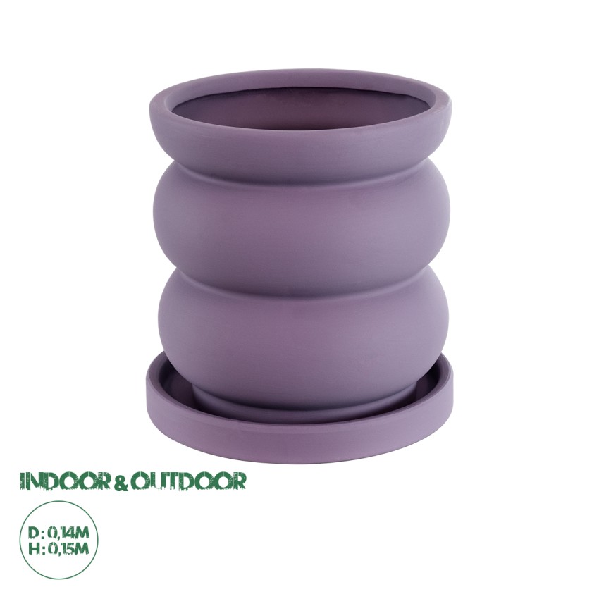Τεχνητός Κήπος BOGOTA  Διακοσμητικό Κεραμικό Κασπώ Γλάστρα -  Μωβ Φ14 x Υ15cm