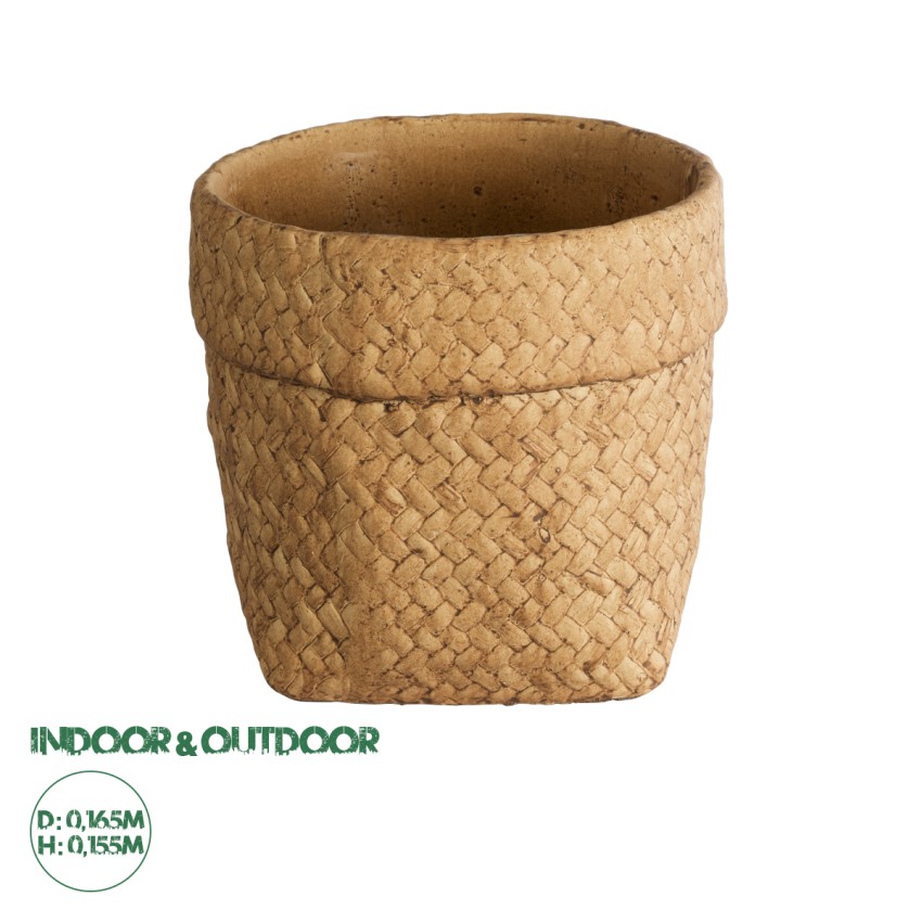 Τεχνητός Κήπος MENDOZA  Διακοσμητικό Κεραμικό Κασπώ Γλάστρα -  Καφέ Φ16.5 x Υ15.5cm