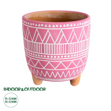 Τεχνητός Κήπος MARRAKECH  Διακοσμητικό Κεραμικό Κασπώ Γλάστρα -  Ροζ με Λευκό Φ16 x Υ16cm