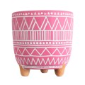 Τεχνητός Κήπος MARRAKECH  Διακοσμητικό Κεραμικό Κασπώ Γλάστρα -  Ροζ με Λευκό Φ16 x Υ16cm