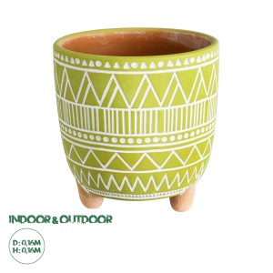 Τεχνητός Κήπος KENYA  Διακοσμητικό Κεραμικό Κασπώ Γλάστρα -  Πράσινο με Λευκό Φ16 x Υ16cm