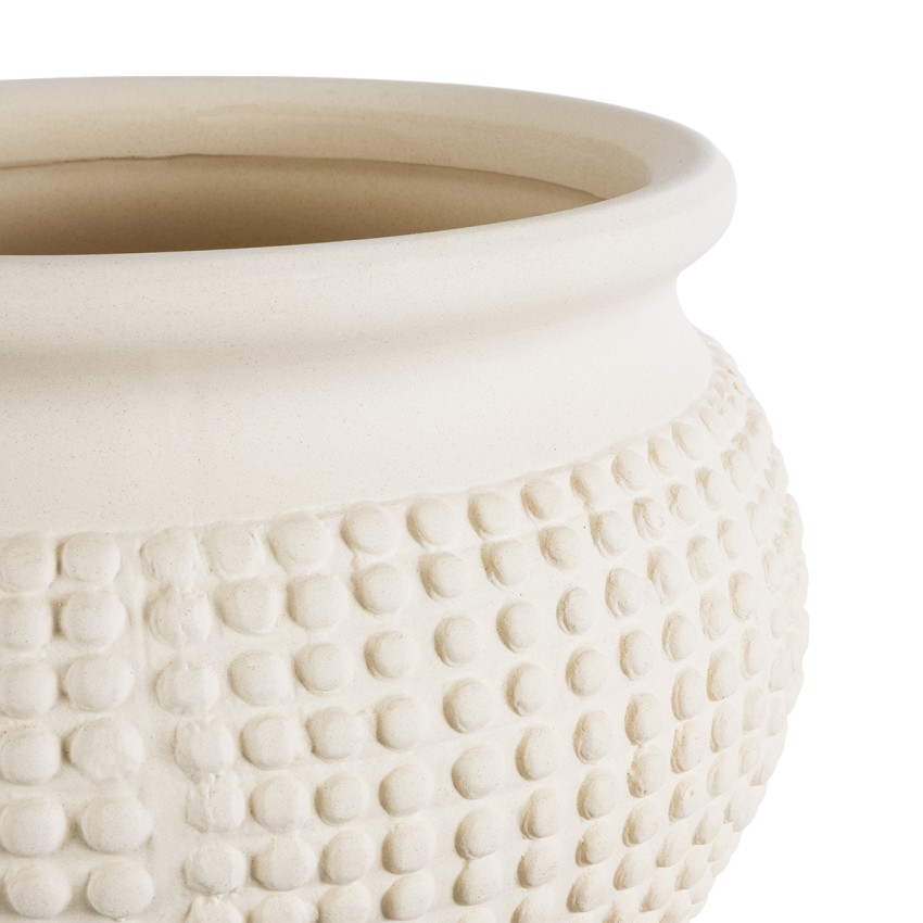 Τεχνητός Κήπος MORELIA  Διακοσμητικό Κεραμικό Κασπώ Γλάστρα -  Μπεζ Φ19 x Υ13cm