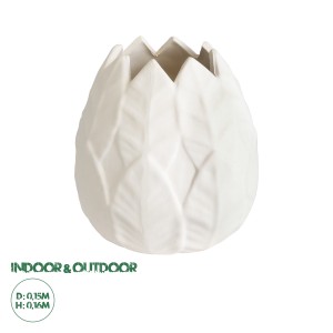 Τεχνητός Κήπος FLORES  Διακοσμητικό Κεραμικό Κασπώ Γλάστρα -  Λευκό Φ15 x Υ16cm