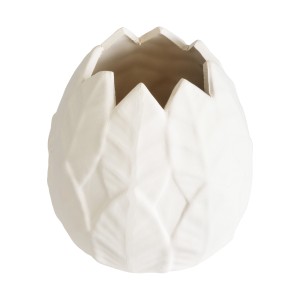 Τεχνητός Κήπος FLORES  Διακοσμητικό Κεραμικό Κασπώ Γλάστρα -  Λευκό Φ15 x Υ16cm