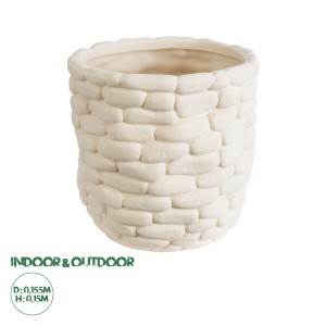 Τεχνητός Κήπος UBUD  Διακοσμητικό Κεραμικό Κασπώ Γλάστρα -  Λευκό Φ15.5 x Υ15cm