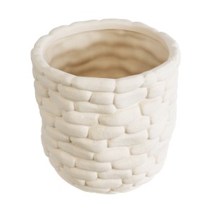 Τεχνητός Κήπος UBUD  Διακοσμητικό Κεραμικό Κασπώ Γλάστρα -  Λευκό Φ15.5 x Υ15cm