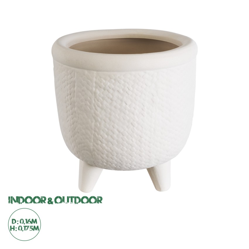Τεχνητός Κήπος YUKATAN  Διακοσμητικό Κεραμικό Κασπώ Γλάστρα -  Μπεζ Φ16 x Υ17.5cm