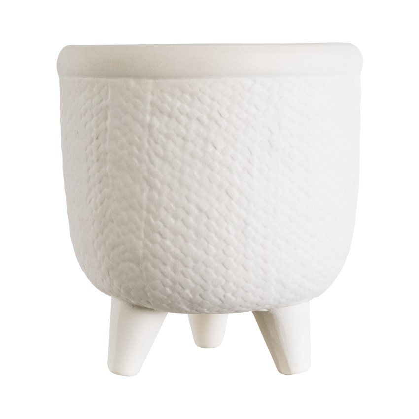 Τεχνητός Κήπος YUKATAN  Διακοσμητικό Κεραμικό Κασπώ Γλάστρα -  Μπεζ Φ16 x Υ17.5cm