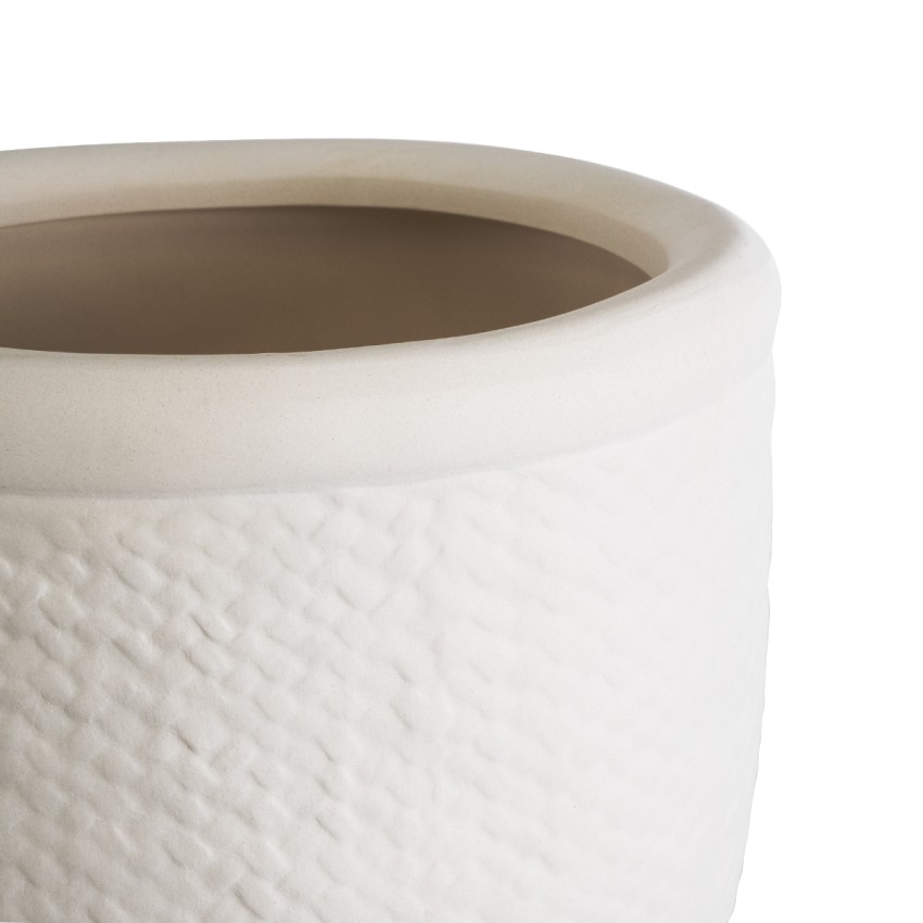 Τεχνητός Κήπος YUKATAN  Διακοσμητικό Κεραμικό Κασπώ Γλάστρα -  Μπεζ Φ16 x Υ17.5cm