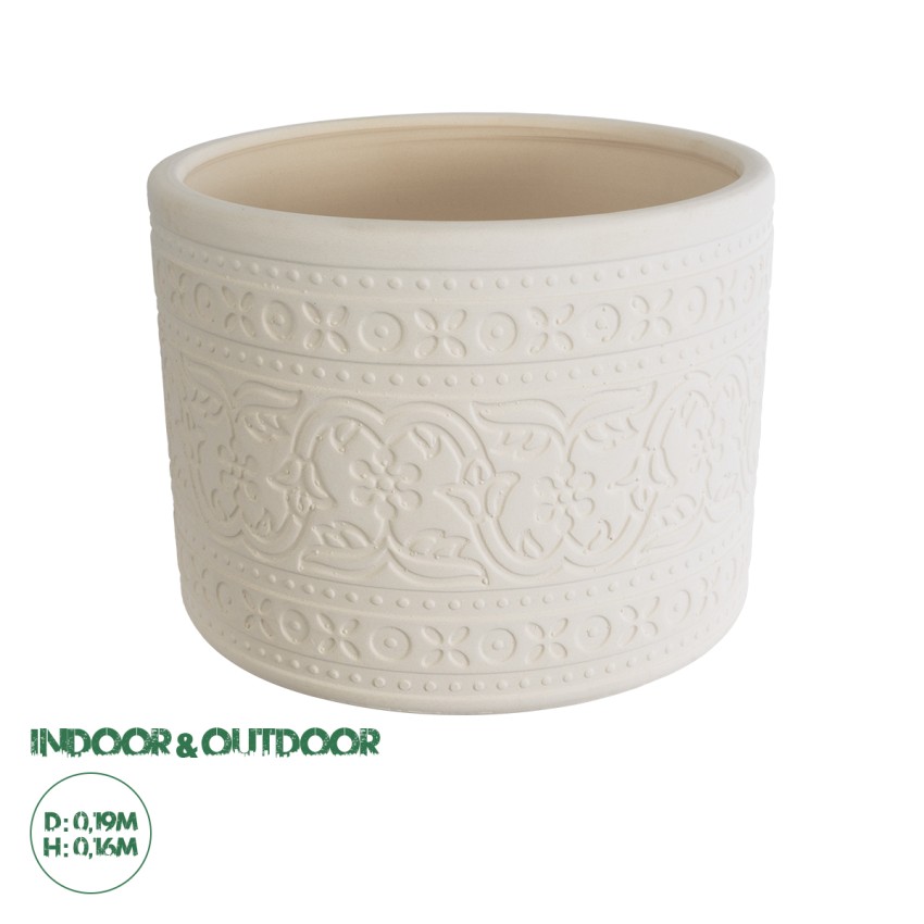 Τεχνητός Κήπος BERATAN  Διακοσμητικό Κεραμικό Κασπώ Γλάστρα -  Λευκό Φ19 x Υ16cm