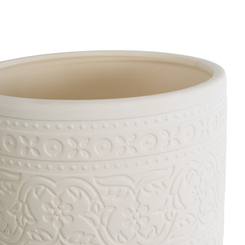 Τεχνητός Κήπος BERATAN  Διακοσμητικό Κεραμικό Κασπώ Γλάστρα -  Λευκό Φ19 x Υ16cm