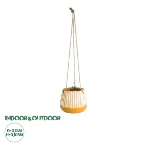 Τεχνητός Κήπος BUBASTIS  Κρεμαστό Διακοσμητικό Κεραμικό Κασπώ Γλάστρα -  Πορτοκαλί με Λευκό Φ13 x Υ10.5cm