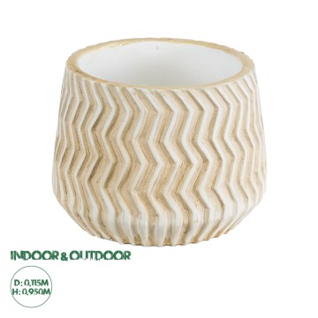 Τεχνητός Κήπος SILEMA  Διακοσμητικό Κεραμικό Κασπώ Γλάστρα -  Λευκό με Μπεζ Φ11.5 x Υ9.5cm