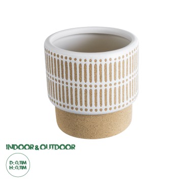 Τεχνητός Κήπος AMARETTO  Διακοσμητικό Κεραμικό Κασπώ Γλάστρα -  Μπεζ με Λευκό Φ11 x Υ11cm